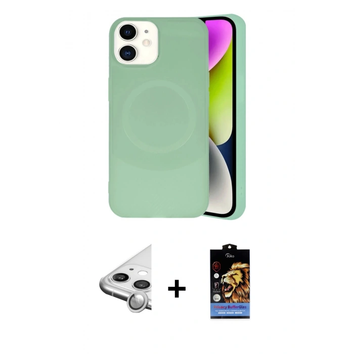 MARSİLYAN™- iPhone 11 Kılıf Ufuk Serisi - Siyah Buffer Hayalet Cam Ekran Koruyucu + Raze Metal Kamera Lens - GS