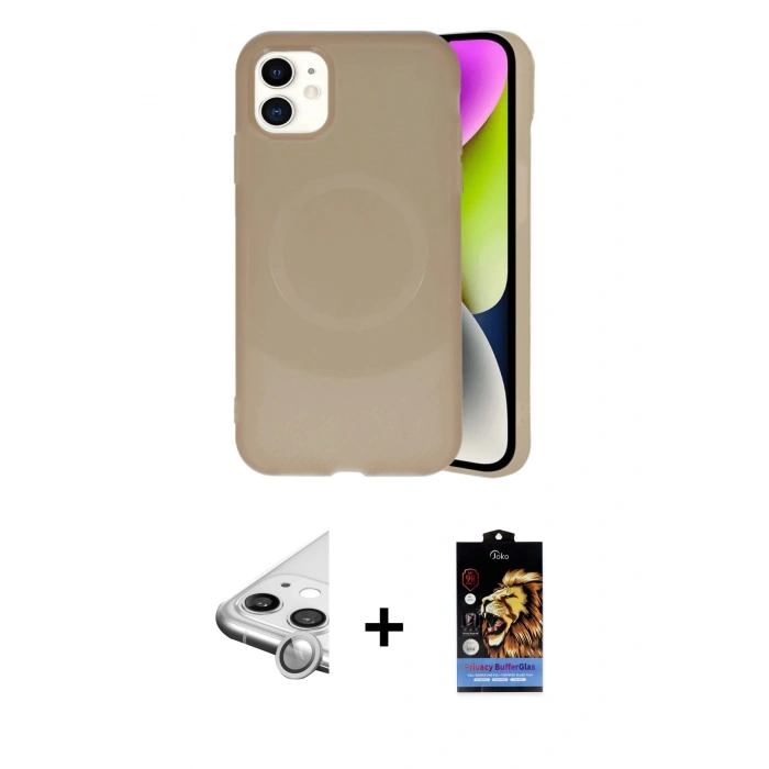 MARSİLYAN™- iPhone 11 Kılıf Ufuk Serisi - Siyah Buffer Hayalet Cam Ekran Koruyucu + Raze Metal Kamera Lens - GS
