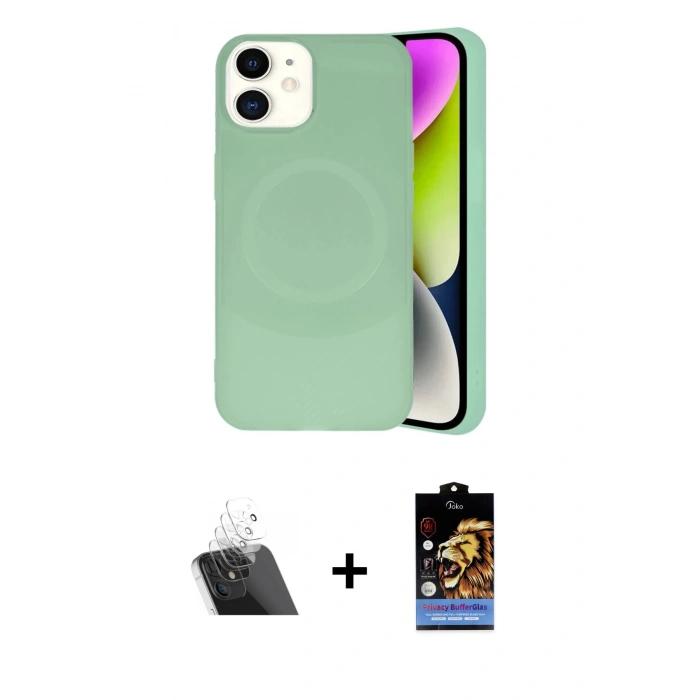 MARSİLYAN™- iPhone 11 Kılıf Ufuk Serisi - Siyah Buffer Hayalet Cam Ekran Koruyucu + Kamera Lens Koruma Cam - SF