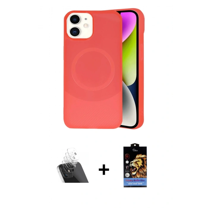 MARSİLYAN™- iPhone 11 Kılıf Ufuk Serisi - Siyah Buffer Hayalet Cam Ekran Koruyucu + Kamera Lens Koruma Cam - SF