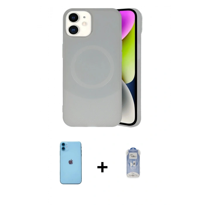 MARSİLYAN™- iPhone 11 Kılıf Ufuk Serisi - Siyah Joko Magic 5D Cam + Neon Fosforlu Kamera Lens - MI