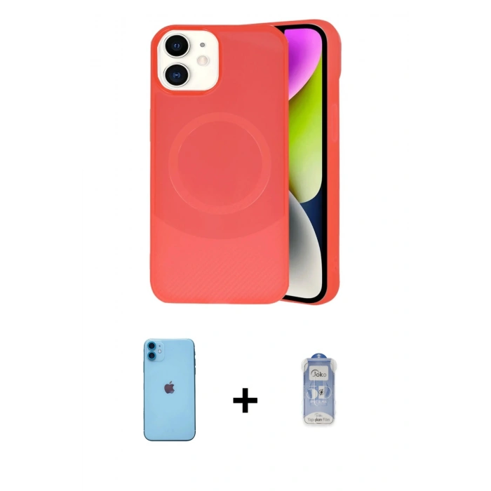 MARSİLYAN™- iPhone 11 Kılıf Ufuk Serisi - Siyah Joko Magic 5D Cam + Neon Fosforlu Kamera Lens - MI