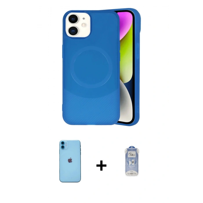 MARSİLYAN™- iPhone 11 Kılıf Ufuk Serisi - Siyah Joko Magic 5D Cam + Neon Fosforlu Kamera Lens - MI