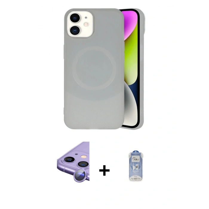 MARSİLYAN™- iPhone 11 Kılıf Ufuk Serisi - Siyah Joko Magic 5D Cam + Raze Metal Kamera Lens - MR