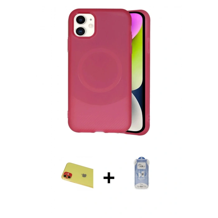 MARSİLYAN™- iPhone 11 Kılıf Ufuk Serisi - Siyah Joko Magic 5D Cam + Rainbow Kamera Lens Koruma Cam - KI