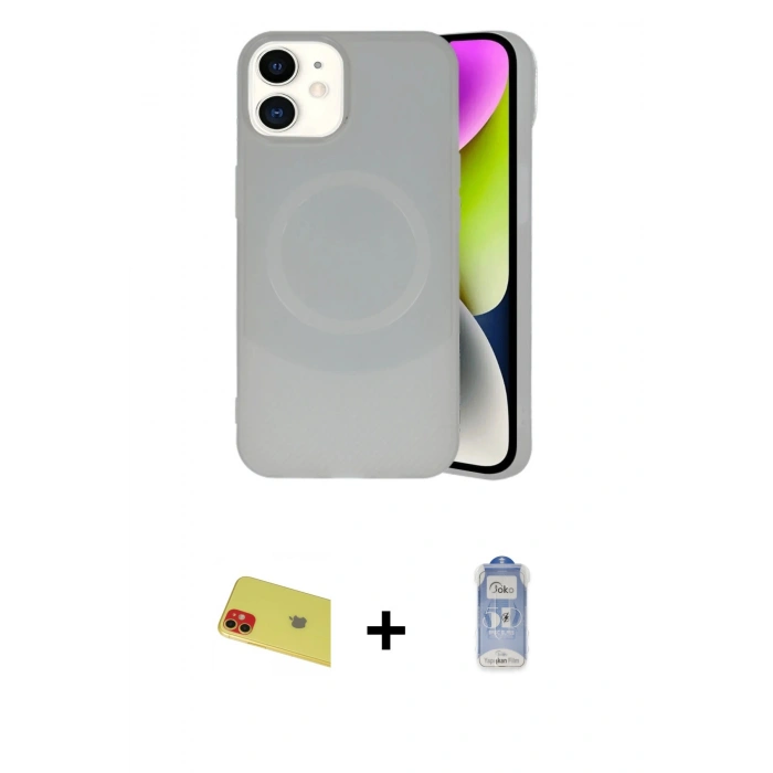 MARSİLYAN™- iPhone 11 Kılıf Ufuk Serisi - Siyah Joko Magic 5D Cam + Rainbow Kamera Lens Koruma Cam - KI