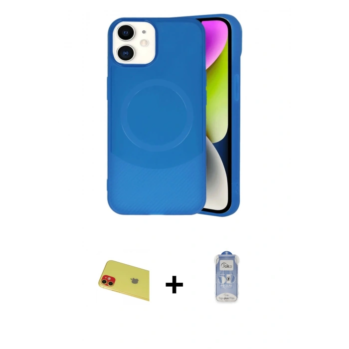 MARSİLYAN™- iPhone 11 Kılıf Ufuk Serisi - Siyah Joko Magic 5D Cam + Rainbow Kamera Lens Koruma Cam - KI