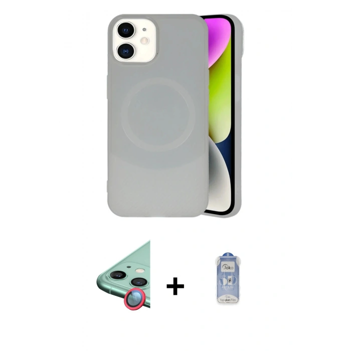 MARSİLYAN™- iPhone 11 Kılıf Ufuk Serisi - Siyah Joko Magic 5D Cam + Raze Metal Kamera Lens - KI