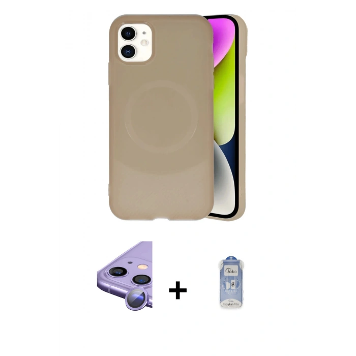 MARSİLYAN™- iPhone 11 Kılıf Ufuk Serisi - Siyah Joko Magic 5D Cam + Raze Metal Kamera Lens - MR