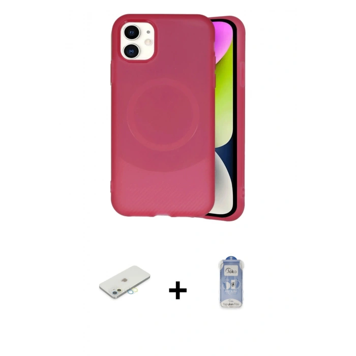 MARSİLYAN™- iPhone 11 Kılıf Ufuk Serisi - Siyah Joko Magic 5D Cam + Renkli Kamera Lens Koruma Cam - SI