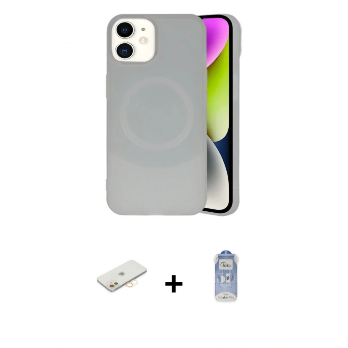 MARSİLYAN™- iPhone 11 Kılıf Ufuk Serisi - Siyah Joko Magic 5D Cam + Renkli Kamera Lens Koruma Cam - SI