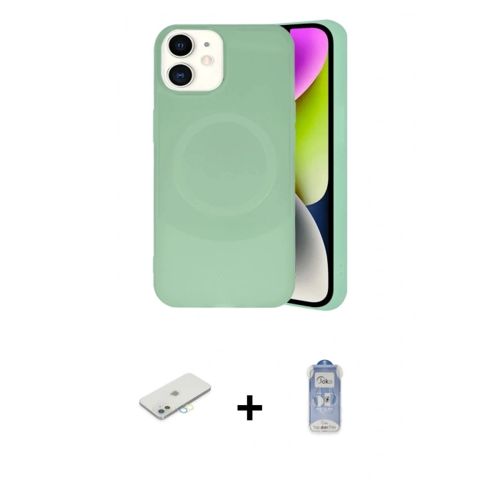 MARSİLYAN™- iPhone 11 Kılıf Ufuk Serisi - Siyah Joko Magic 5D Cam + Renkli Kamera Lens Koruma Cam - SI