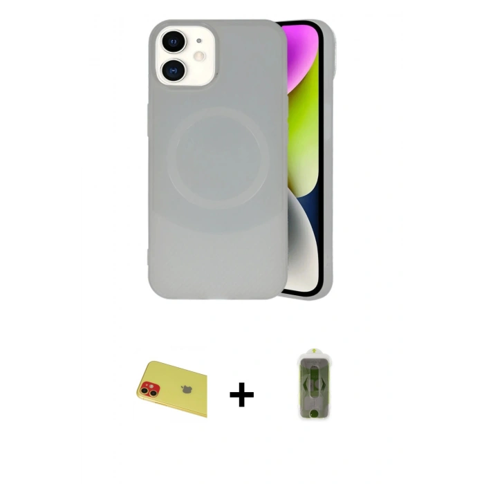 MARSİLYAN™- iPhone 11 Kılıf Ufuk Serisi - Siyah Joko Magic 5D Hayalet Cam + Rainbow Kamera Lens Koruma Cam - KI