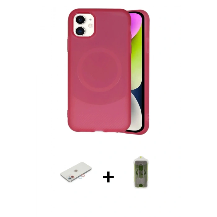 MARSİLYAN™- iPhone 11 Kılıf Ufuk Serisi - Siyah Joko Magic 5D Hayalet Cam + Renkli Kamera Lens Koruma Cam - PE