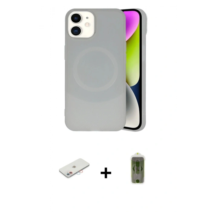 MARSİLYAN™- iPhone 11 Kılıf Ufuk Serisi - Siyah Joko Magic 5D Hayalet Cam + Renkli Kamera Lens Koruma Cam - PE