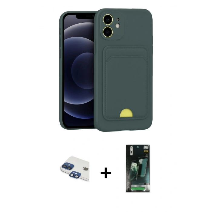 MARSİLYAN™- iPhone 11 Kılıf Vadi Çizgi Prime - Şeffaf 360 Full Body Arka Koruyucu + Pers Alüminyum Kamera Lens - LT