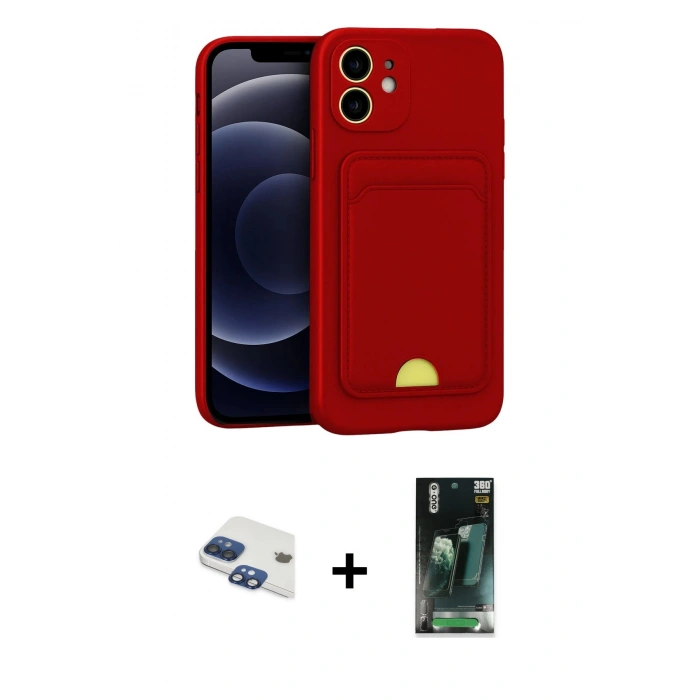 MARSİLYAN™- iPhone 11 Kılıf Vadi Çizgi Prime - Şeffaf 360 Full Body Arka Koruyucu + Pers Alüminyum Kamera Lens - LT