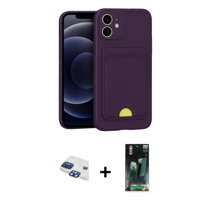 MARSİLYAN™- iPhone 11 Kılıf Vadi Çizgi Prime - Şeffaf 360 Full Body Arka Koruyucu + Pers Alüminyum Kamera Lens - LT