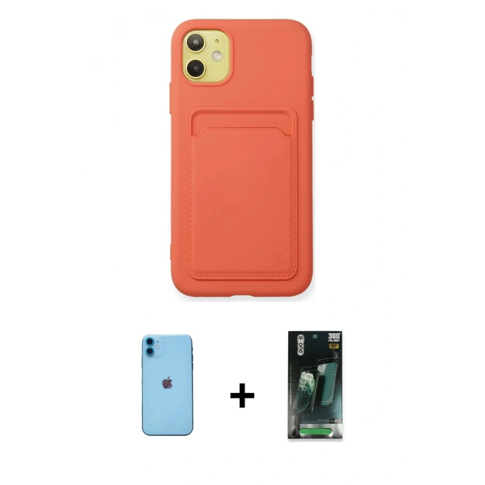 MARSİLYAN™- iPhone 11 Kılıf Vadi Çizgi Prime - Şeffaf 360 Full Body Arka Koruyucu + Neon Fosforlu Kamera Lens - MI