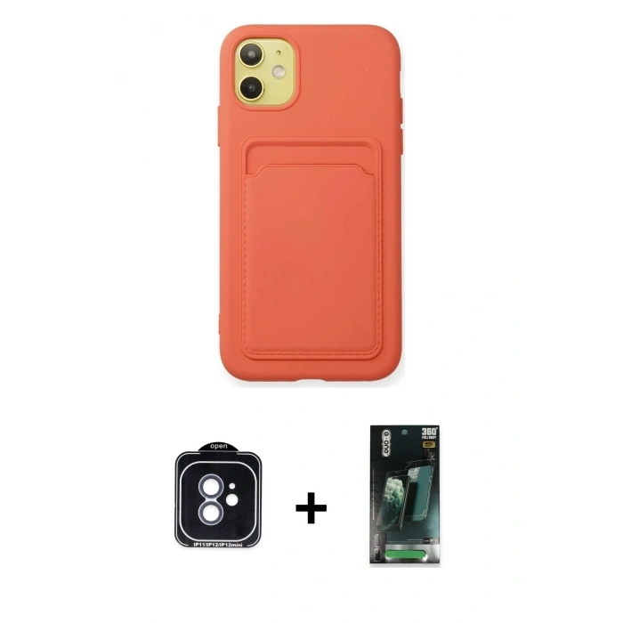 MARSİLYAN™- iPhone 11 Kılıf Vadi Çizgi Prime - Şeffaf 360 Full Body Arka Koruyucu + PVD Metal Kamera Lens - MI