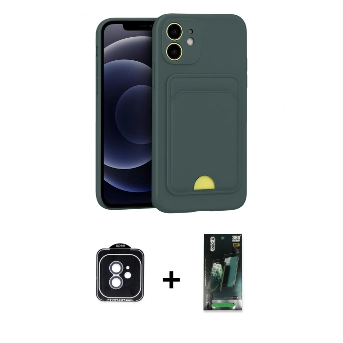 MARSİLYAN™- iPhone 11 Kılıf Vadi Çizgi Prime - Şeffaf 360 Full Body Arka Koruyucu + PVD Metal Kamera Lens - MI