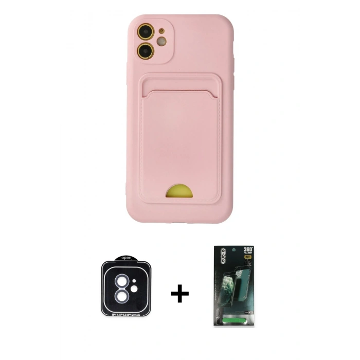 MARSİLYAN™- iPhone 11 Kılıf Vadi Çizgi Prime - Şeffaf 360 Full Body Arka Koruyucu + PVD Metal Kamera Lens - MI