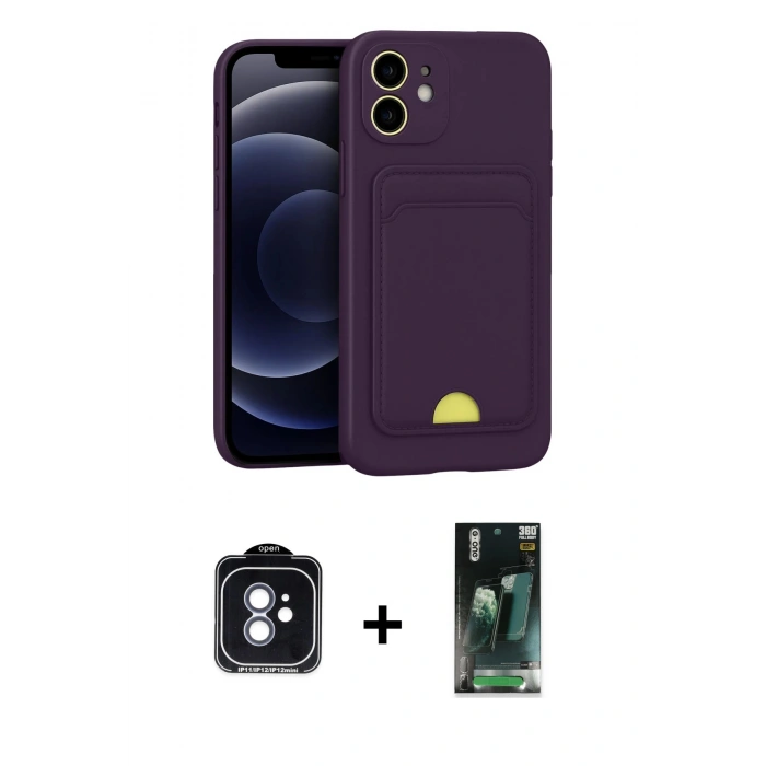 MARSİLYAN™- iPhone 11 Kılıf Vadi Çizgi Prime - Şeffaf 360 Full Body Arka Koruyucu + PVD Metal Kamera Lens - MI