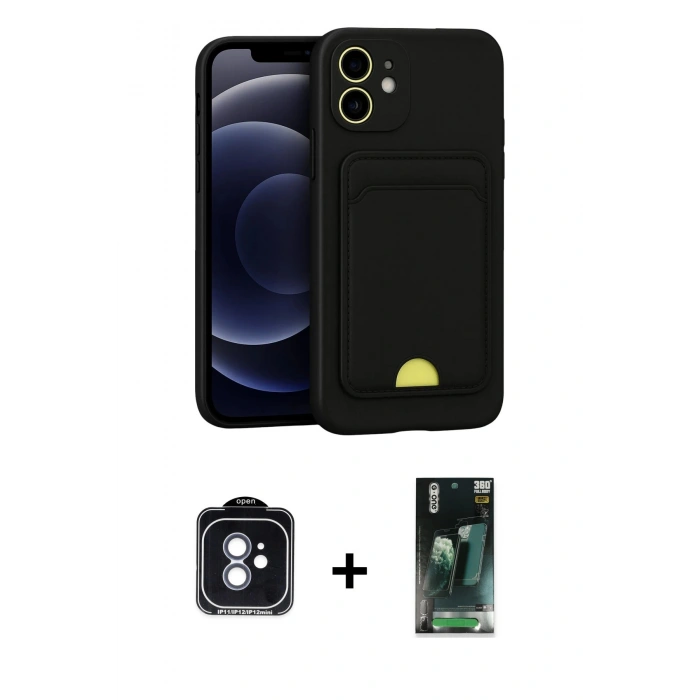 MARSİLYAN™- iPhone 11 Kılıf Vadi Çizgi Prime - Şeffaf 360 Full Body Arka Koruyucu + PVD Metal Kamera Lens - MI