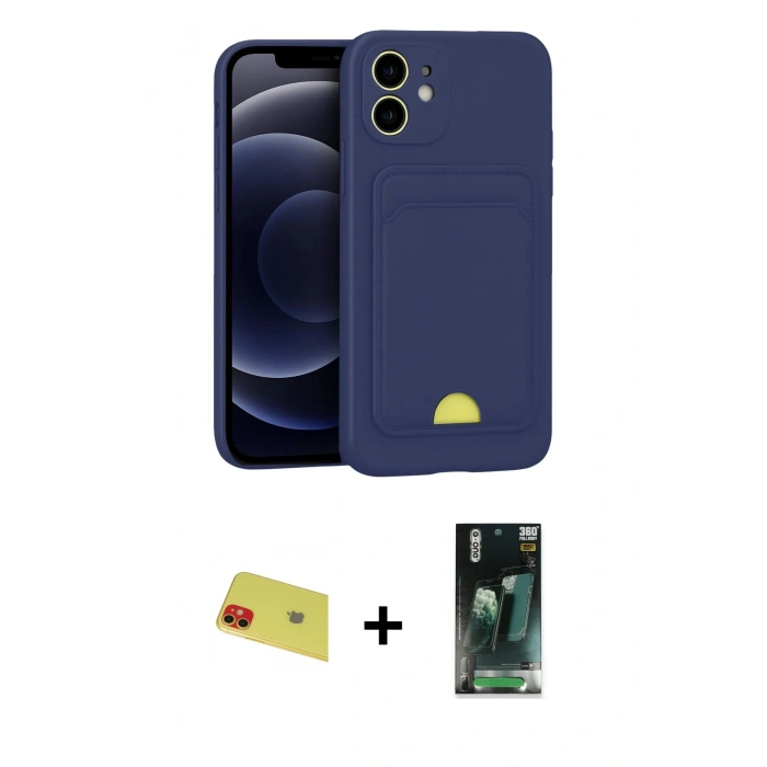 MARSİLYAN™- iPhone 11 Kılıf Vadi Çizgi Prime - Şeffaf 360 Full Body Arka Koruyucu + Rainbow Kamera Lens Koruma Cam - KI