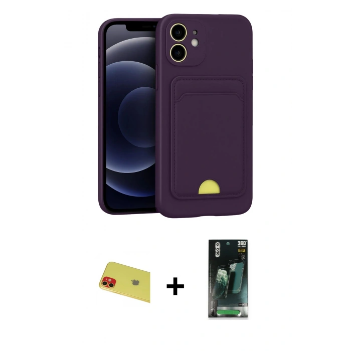 MARSİLYAN™- iPhone 11 Kılıf Vadi Çizgi Prime - Şeffaf 360 Full Body Arka Koruyucu + Rainbow Kamera Lens Koruma Cam - KI