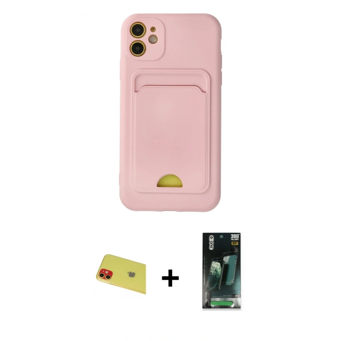 MARSİLYAN™- iPhone 11 Kılıf Vadi Çizgi Prime - Şeffaf 360 Full Body Arka Koruyucu + Rainbow Kamera Lens Koruma Cam - KI