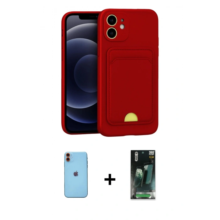 MARSİLYAN™- iPhone 11 Kılıf Vadi Çizgi Prime - Şeffaf 360 Full Body Arka Koruyucu + Neon Fosforlu Kamera Lens - TU