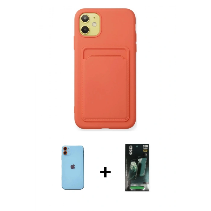 MARSİLYAN™- iPhone 11 Kılıf Vadi Çizgi Prime - Şeffaf 360 Full Body Arka Koruyucu + Neon Fosforlu Kamera Lens - TU