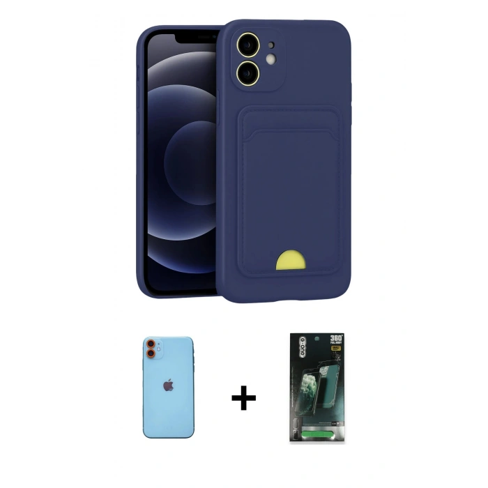 MARSİLYAN™- iPhone 11 Kılıf Vadi Çizgi Prime - Şeffaf 360 Full Body Arka Koruyucu + Neon Fosforlu Kamera Lens - TU