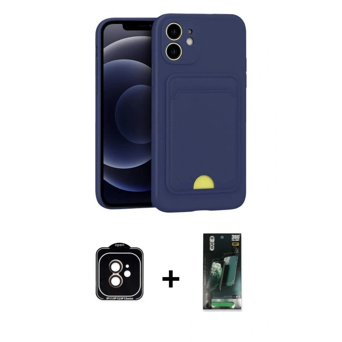 MARSİLYAN™- iPhone 11 Kılıf Vadi Çizgi Prime - Şeffaf 360 Full Body Arka Koruyucu + PVD Metal Kamera Lens - TU