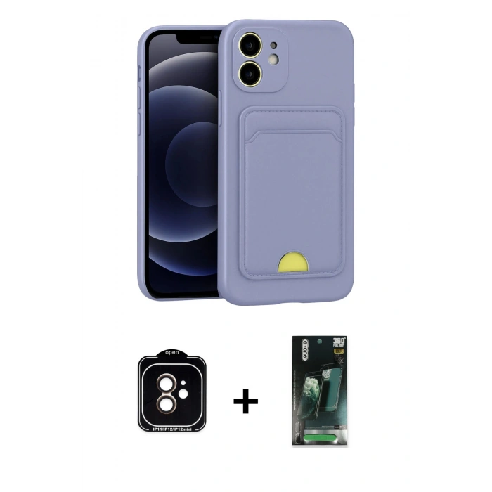 MARSİLYAN™- iPhone 11 Kılıf Vadi Çizgi Prime - Şeffaf 360 Full Body Arka Koruyucu + PVD Metal Kamera Lens - TU