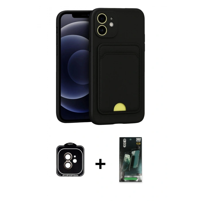 MARSİLYAN™- iPhone 11 Kılıf Vadi Çizgi Prime - Şeffaf 360 Full Body Arka Koruyucu + PVD Metal Kamera Lens - TU