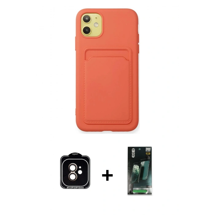 MARSİLYAN™- iPhone 11 Kılıf Vadi Çizgi Prime - Şeffaf 360 Full Body Arka Koruyucu + PVD Metal Kamera Lens - TU