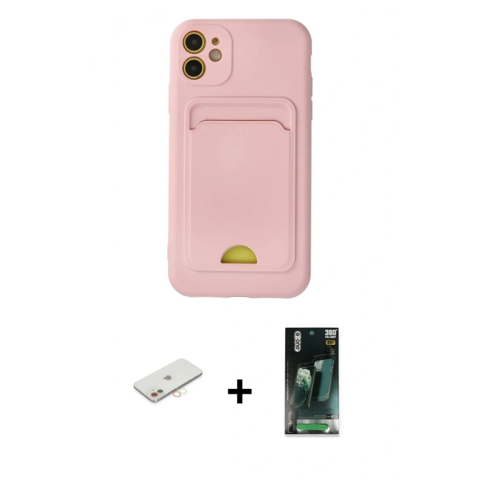 MARSİLYAN™- iPhone 11 Kılıf Vadi Çizgi Prime - Şeffaf 360 Full Body Arka Koruyucu + Renkli Kamera Lens Koruma Cam - YL