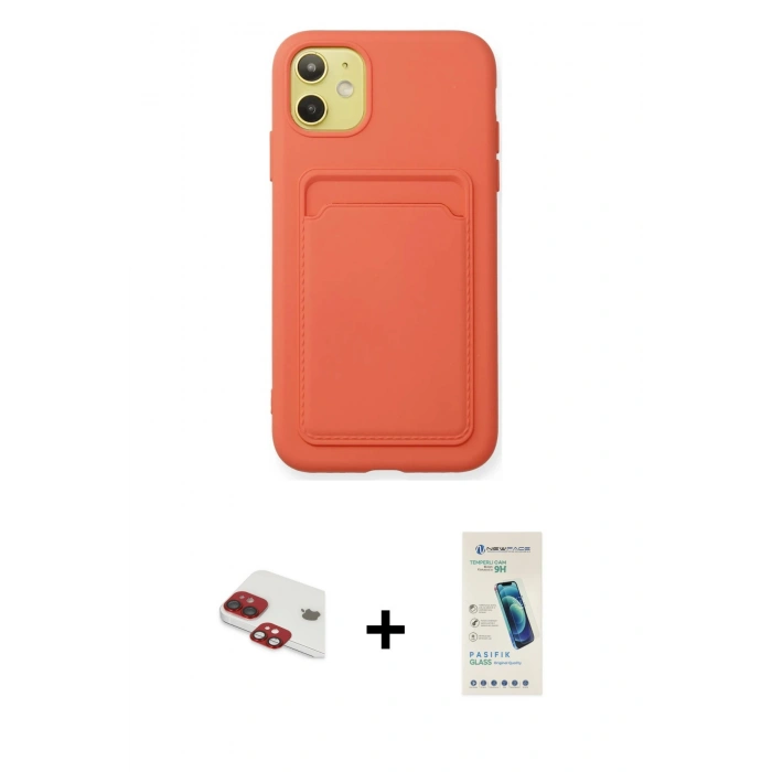 MARSİLYAN™- iPhone 11 Kılıf Vadi Çizgi Prime - Şeffaf Pasifik Cam Ekran Koruyucu + Pers Alüminyum Kamera Lens - KI