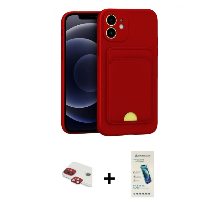 MARSİLYAN™- iPhone 11 Kılıf Vadi Çizgi Prime - Şeffaf Pasifik Cam Ekran Koruyucu + Pers Alüminyum Kamera Lens - KI