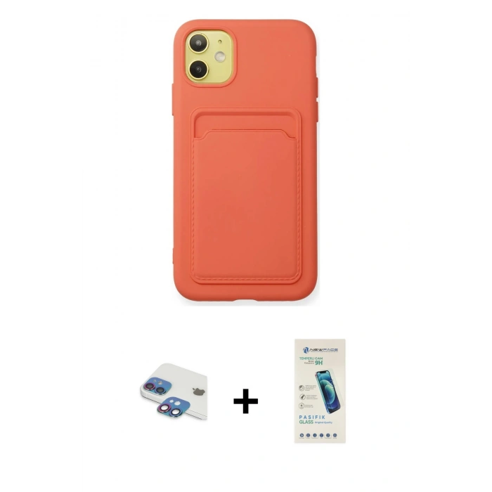 MARSİLYAN™- iPhone 11 Kılıf Vadi Çizgi Prime - Şeffaf Pasifik Cam Ekran Koruyucu + Pers Alüminyum Kamera Lens - GI