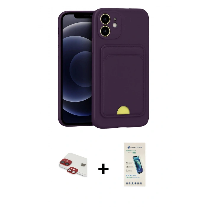 MARSİLYAN™- iPhone 11 Kılıf Vadi Çizgi Prime - Şeffaf Pasifik Cam Ekran Koruyucu + Pers Alüminyum Kamera Lens - KI
