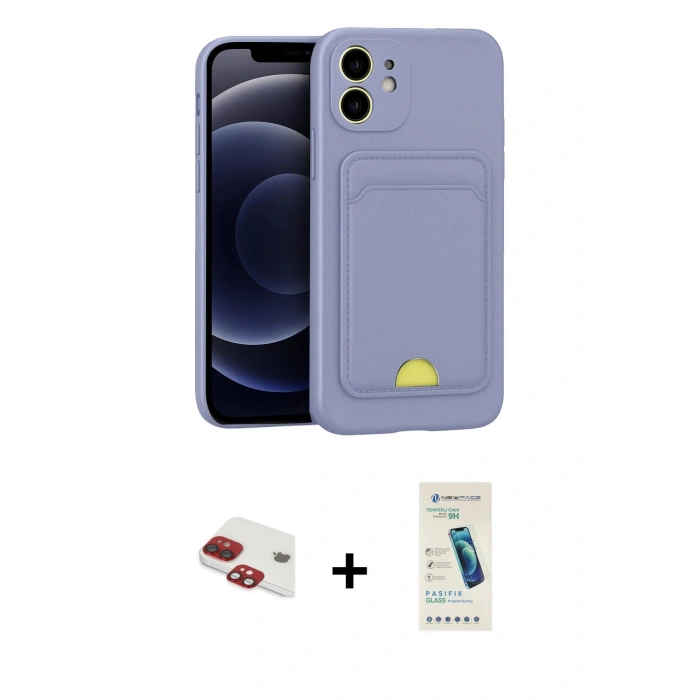 MARSİLYAN™- iPhone 11 Kılıf Vadi Çizgi Prime - Şeffaf Pasifik Cam Ekran Koruyucu + Pers Alüminyum Kamera Lens - KI