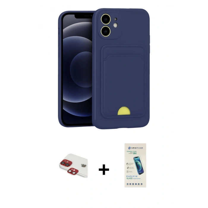 MARSİLYAN™- iPhone 11 Kılıf Vadi Çizgi Prime - Şeffaf Pasifik Cam Ekran Koruyucu + Pers Alüminyum Kamera Lens - KI