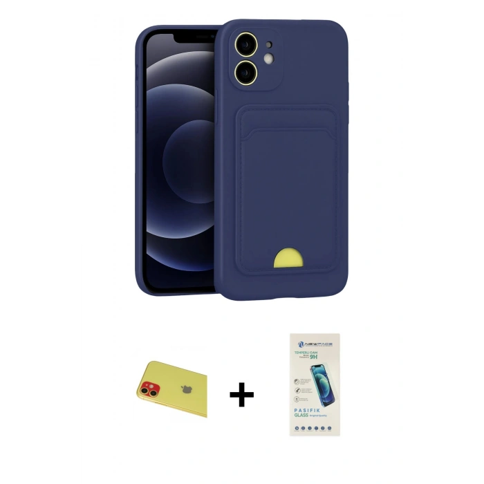 MARSİLYAN™- iPhone 11 Kılıf Vadi Çizgi Prime - Şeffaf Pasifik Cam Ekran Koruyucu + Rainbow Kamera Lens Koruma Cam - KI