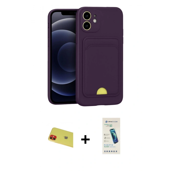 MARSİLYAN™- iPhone 11 Kılıf Vadi Çizgi Prime - Şeffaf Pasifik Cam Ekran Koruyucu + Rainbow Kamera Lens Koruma Cam - KI