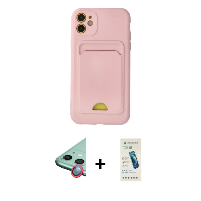 MARSİLYAN™- iPhone 11 Kılıf Vadi Çizgi Prime - Şeffaf Pasifik Cam Ekran Koruyucu + Raze Metal Kamera Lens - KI