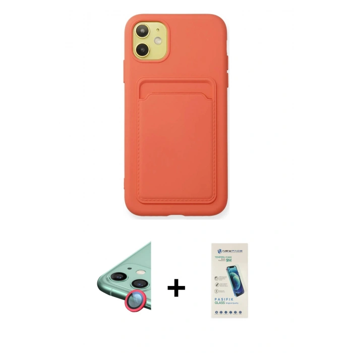 MARSİLYAN™- iPhone 11 Kılıf Vadi Çizgi Prime - Şeffaf Pasifik Cam Ekran Koruyucu + Raze Metal Kamera Lens - KI