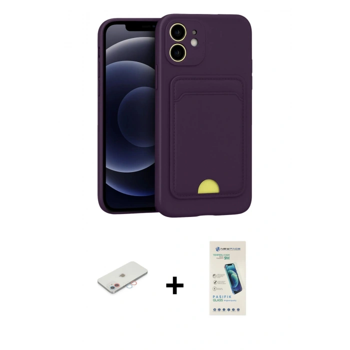MARSİLYAN™- iPhone 11 Kılıf Vadi Çizgi Prime - Şeffaf Pasifik Cam Ekran Koruyucu + Renkli Kamera Lens Koruma Cam - PE